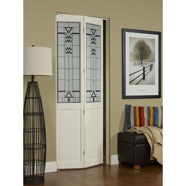 Parche 30 x 80 in. Half Glass Sedona Bifold Door, Unfinished Pine PA3574127 - main